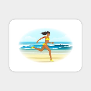 The Girl Run on the Beach Magnet