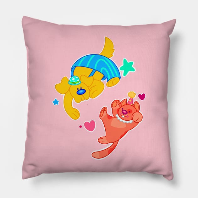 Clown pup and cat Pillow by gargirl