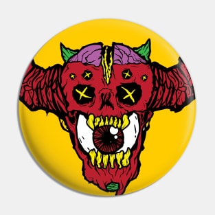 Red Demon Skull Pin