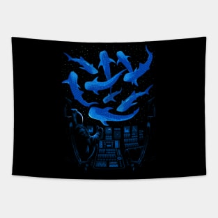Astronaut Shark Whale Tapestry