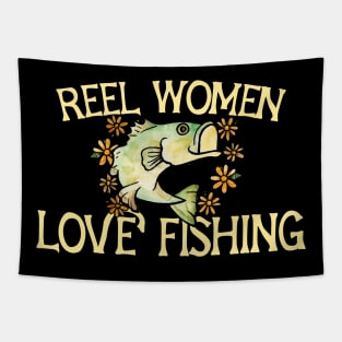 Reel women love fishing Tapestry