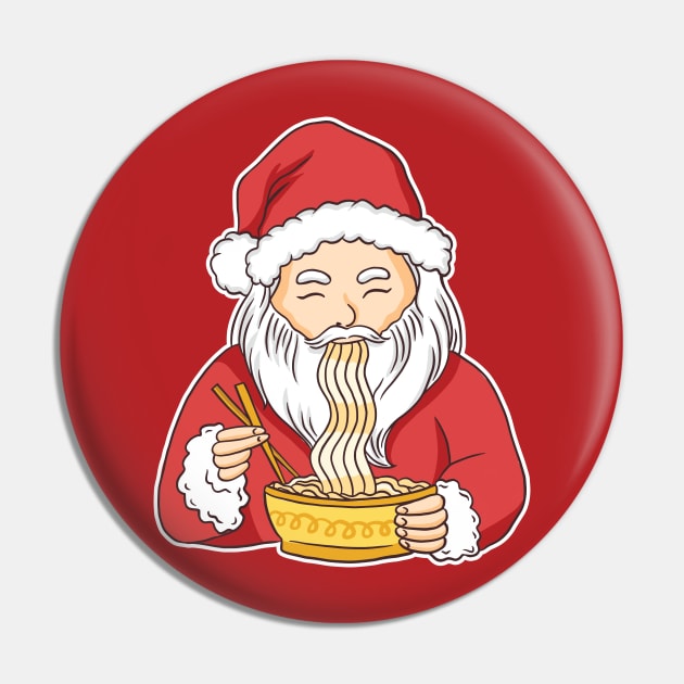 Cartoon Santa Eating Ramen Pin by SLAG_Creative