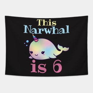 Narwhal Birthday Shirt - 6th Birthday Tapestry