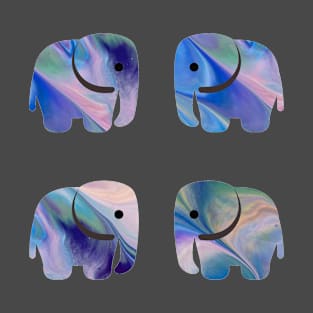 Swirly Paint Elephants Design T-Shirt