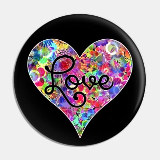 Love Heart Floral Flower Neon Bright Rainbow Pin