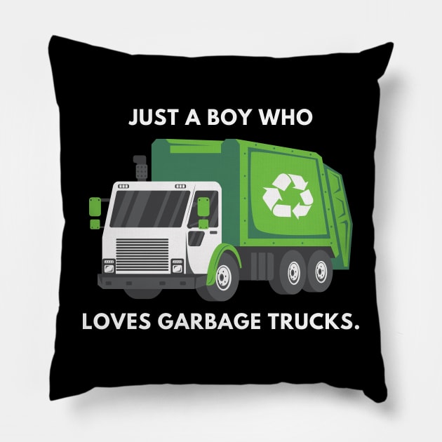 Just a boy who loves garbage trucks Pillow by BlackMeme94