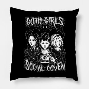 Goth Girls Social Coven - Cute Evil Halloween Gift Pillow