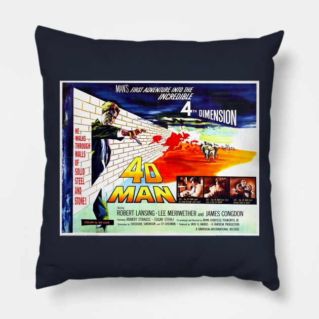 Classic Science Fiction Lobby Card - The 4D Man Pillow by Starbase79