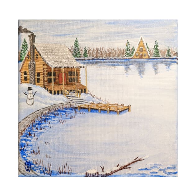 Cabin at the Lake in the Winter Season by Matt Starr Fine Art