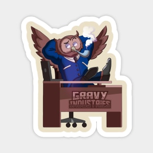 Business Owl behind a Gravy Industries Desk Magnet