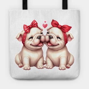 Valentine Bulldog Couple Tote