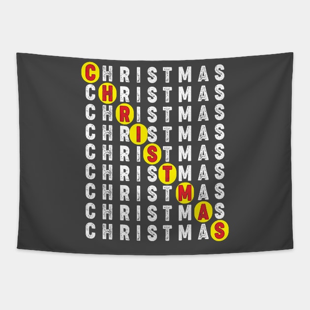 Christmas Word Search T-shirt Tapestry by Kingdom Arts and Designs