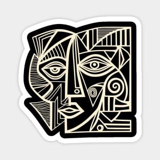 Artsy Cubism Face Wonky Womens Face Magnet