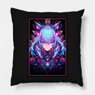 Anime Cat Girl Pink | Quality Anime Design | Chibi Cat Girl Miaw | Manga Anime Art Pillow