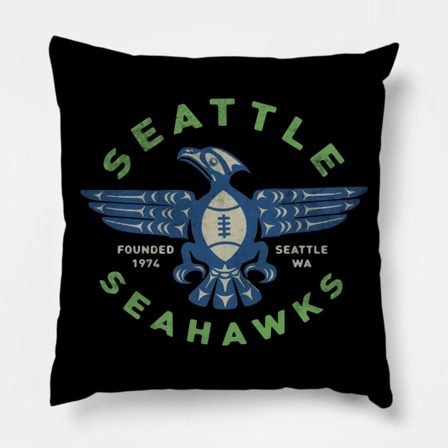 Native Seattle Seahawks by Buck Tee Originals Pillow by Buck Tee