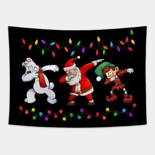 Dabbing Santa Elf Bear Christmas Tapestry