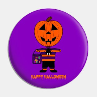 Happy Halloween! Pumpkin Head Boy Pin