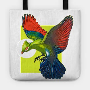 green bird flying Tote