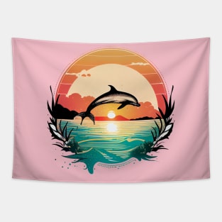 Vintage Surf Dolphin Tapestry