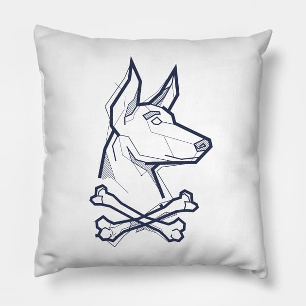 Dog and cross bones Pillow by Vizzzual