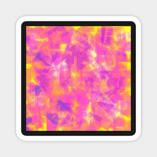 Layers Abstract Pink Purple Blue on Yellow Magnet