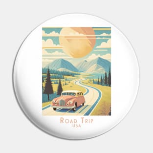 Vintage Retro Road Trip USA Pin