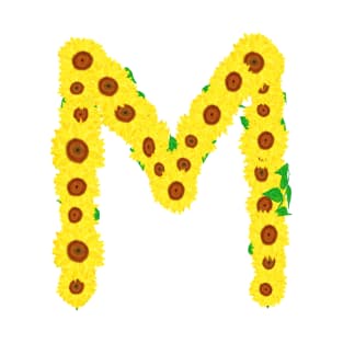 Sunflowers Initial Letter M (White Background) T-Shirt