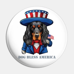 Funny 4th of July Boykin Spaniel Dog Bless America Pin