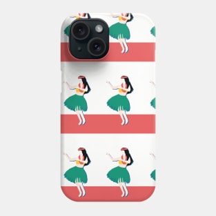 Red Stripes With Hula Girls Phone Case