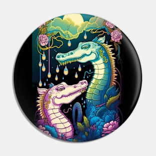 Two Dragons on a Date Pin