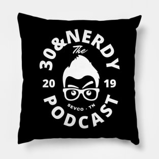 30&Nerdy Podcast Face Logo (White) Pillow