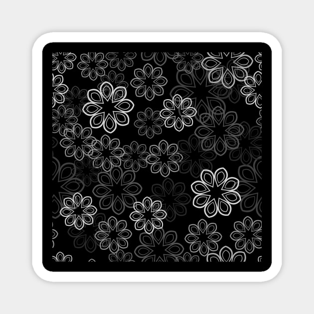 Neon Floral White on Black Magnet by ArtticArlo