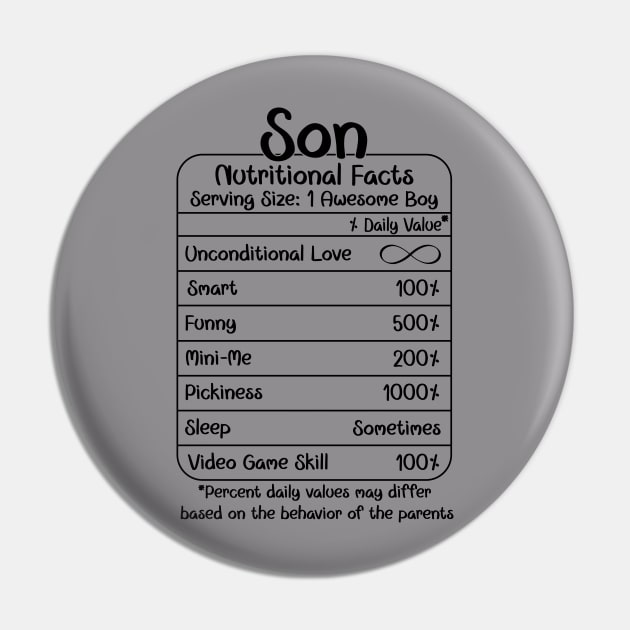 Son Nutritional Facts (for Light Shirts) Pin by LeslieMakesStuff