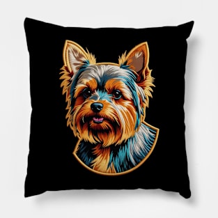 Yorkshire Terrier No Background Embroidered Patch Pillow