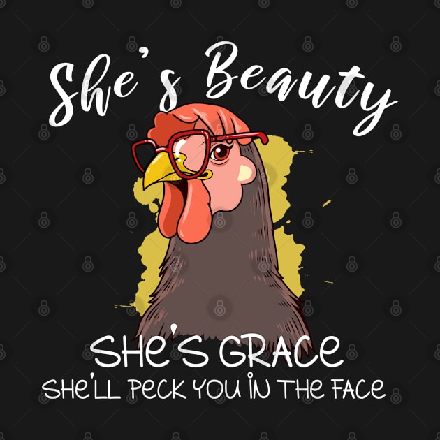 Cute Womens  Beauty And Grace Chicken Gift Chickens Design by Linco