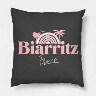 Vintage Biarritz France Beach Pillow