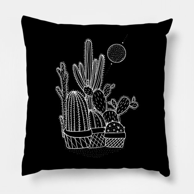 Cactus Plant pots Pillow by Swadeillustrations