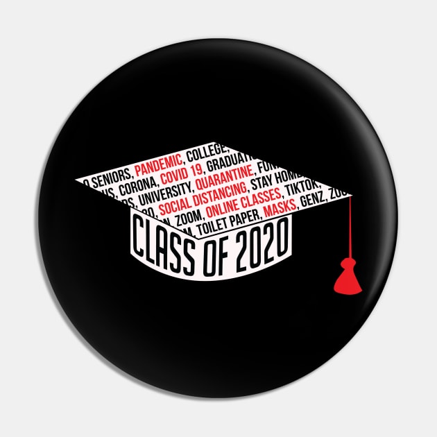 Class of 2020 Graduation Cap Black Pandemic Pin by Dorothy Designs