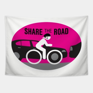 Share the Road - Female Cyclist Tapestry