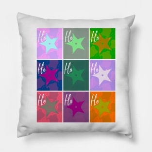 Ho Ho Ho Fun Christmas Design with a Cheerful Retro Vibe Pillow