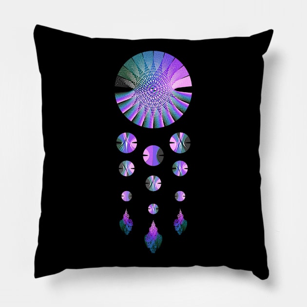 Dream Catcher | Nebula Blue Green Pink Black Pillow by aRtVerse