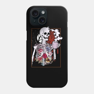 Halloween Coffee Drinking Skeleton Skull Phone Case