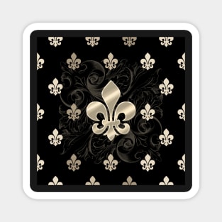 Fleur de Lys-Black & Gold Magnet