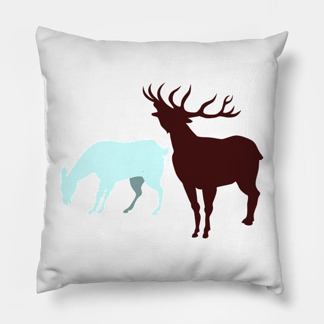 Red Deer Roaring Silhouette Retro Pillow by retrovectors