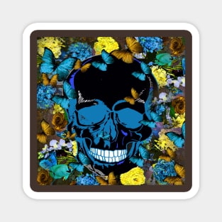 SKULL FLOWERS AND BUTTERFLIES Magnet