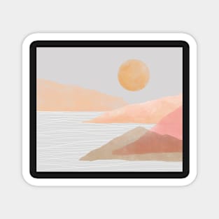 Terra mountains landscape with moon Magnet