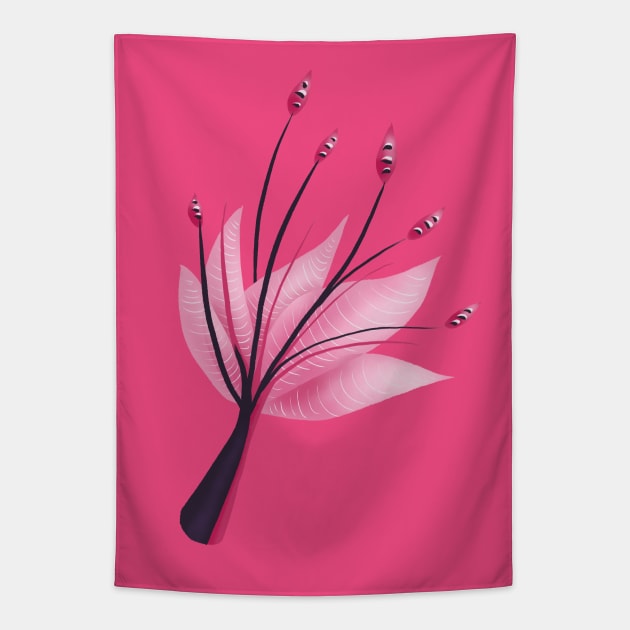 Pink Abstract Water Lily Flower Tapestry by Boriana Giormova