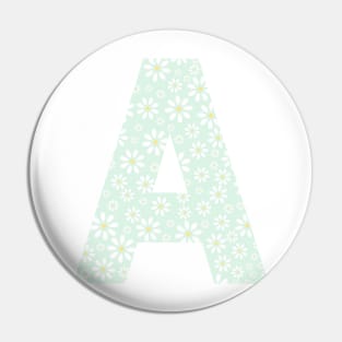 Letter A Daisy Mint Design Pin