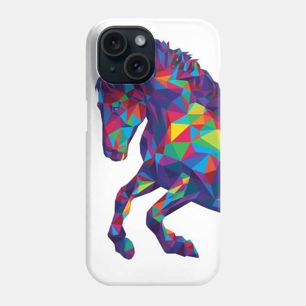 Rainbow Geometric Horse Rearing Phone Case by polliadesign