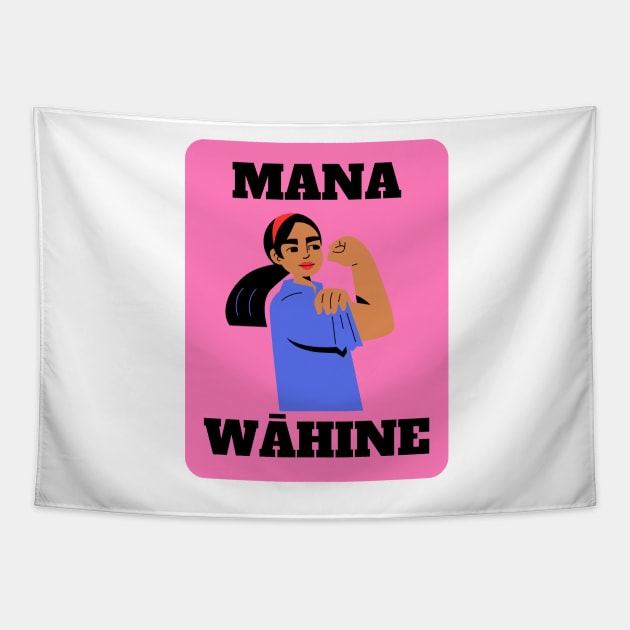 mana wāhine strong woman pink design Tapestry by maplunk